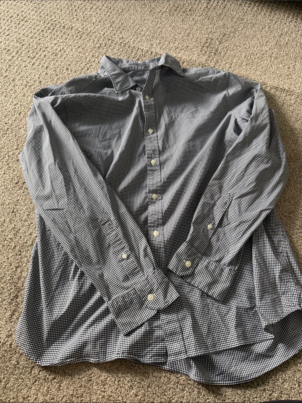 Vineyard Vines Navy & White Gingham cooling Button-Down Shirt